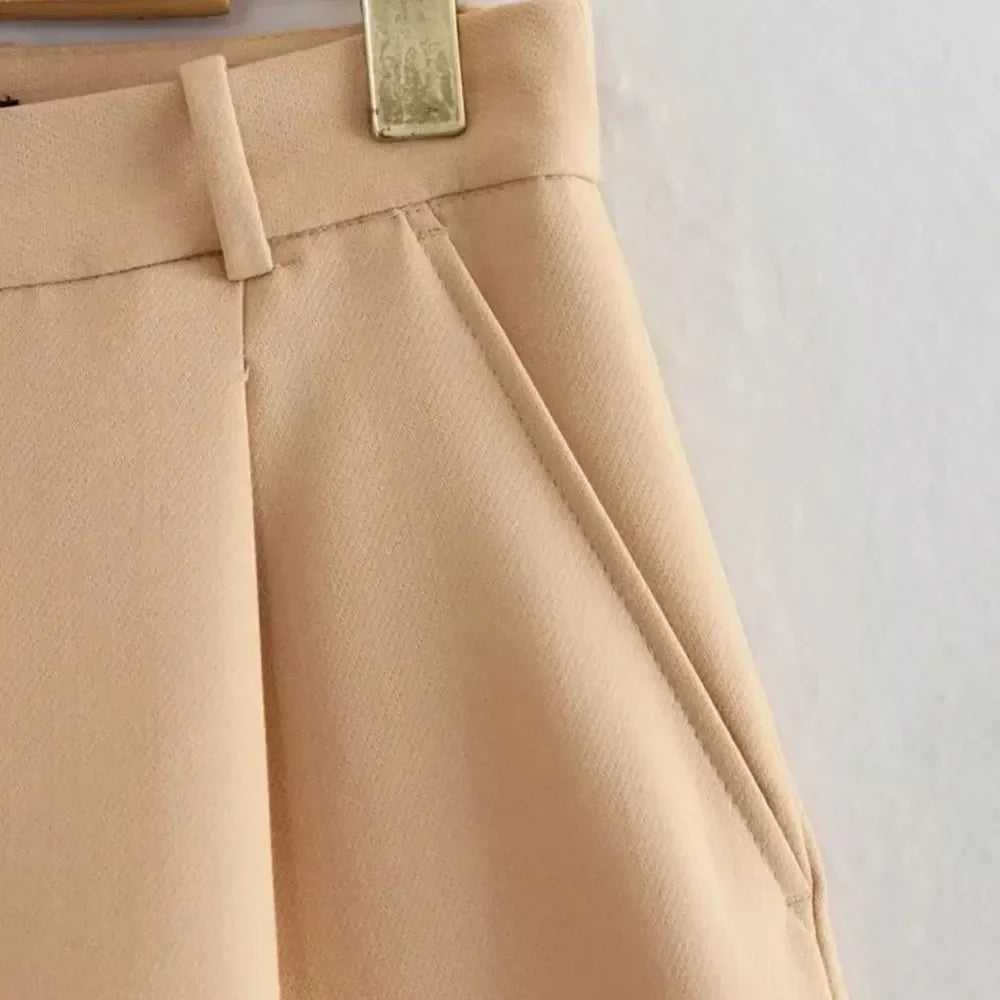High waist zipper short pants