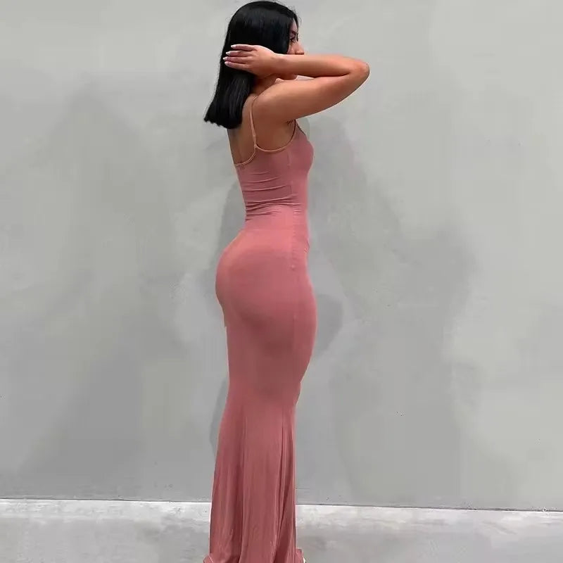 Slip sleeveless backless dress