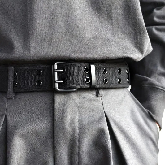 Double row needle buckle belt