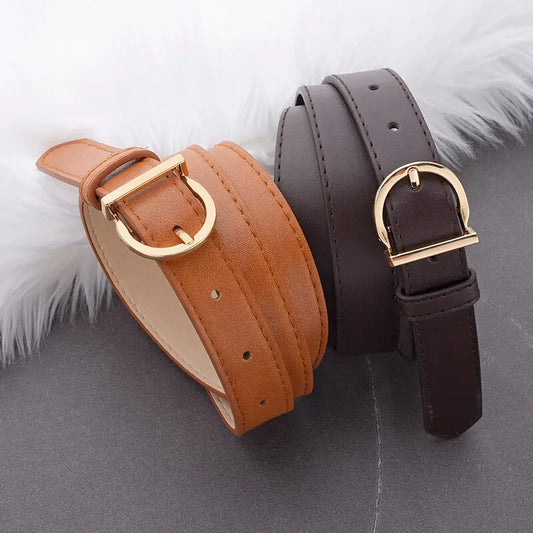 Pin buckle luxury thin belt