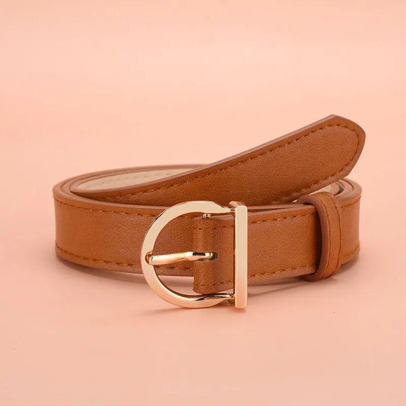 Pin buckle luxury thin belt