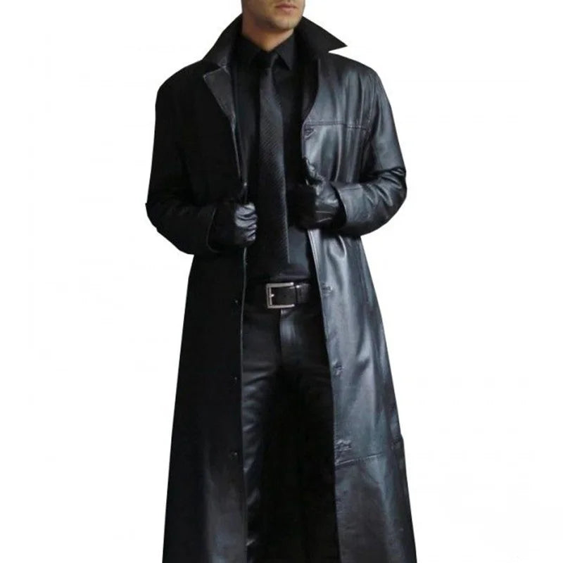 Leather long Trench Coat