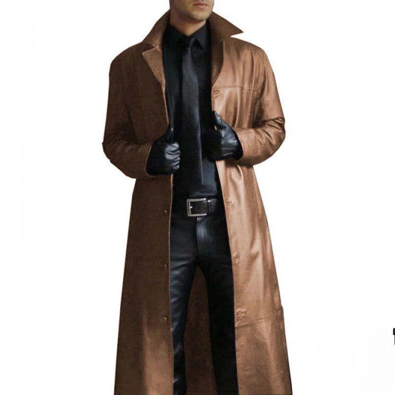 Leather long Trench Coat