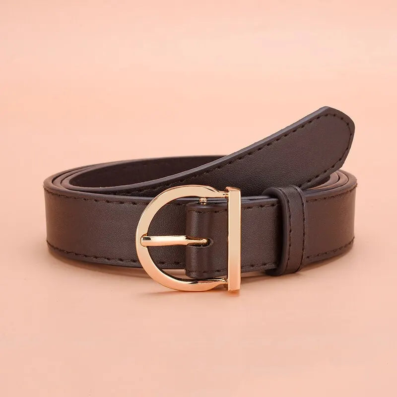 Pin buckle luxury thin belt